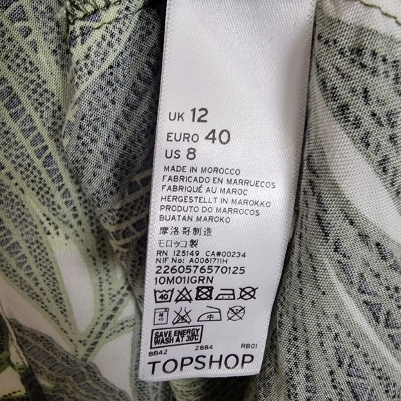 Topshop Floral Botanical Palm Print Spaghetti Strap 90s Vibe Shift Dress Size 8 - Picture 4 of 6
